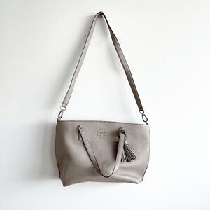 Tory Burch Womens Thea Zip Tote Bag With Tassel French Gray One Size Dust Bag